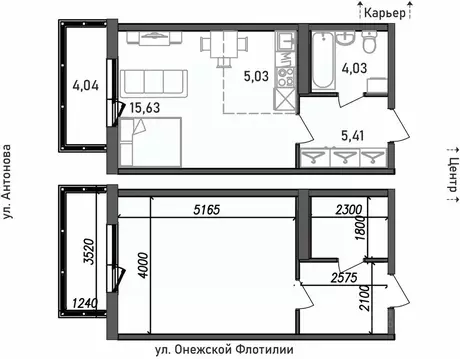 1-к кв. Карелия, Петрозаводск Флотилия жилой комплекс (34.14 м)