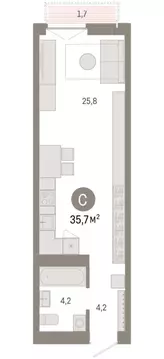 Квартира-студия: Новосибирск, Большевистская улица, 66 (35.74 м)