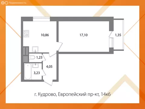 1-комнатная квартира: Кудрово, Европейский проспект, 14к6 (36.7 м)