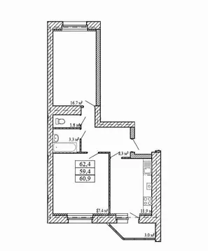 2-к кв. Тамбовская область, Тамбов городской округ, пос. Строитель ул. ...