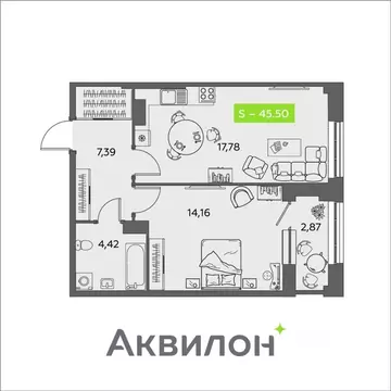 1-к кв. Архангельская область, Архангельск ул. Розы Шаниной, 4 (45.5 ...