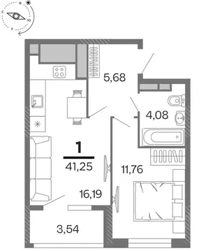 1-к кв. Рязанская область, Рязань Бирюзова Парк жилой комплекс (41.25 ...