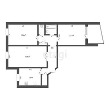3-комнатная квартира: Тюмень, Широтная улица, 45 (68.6 м)