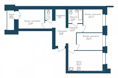 3-к кв. Вологодская область, Череповец 107-й мкр, ГринВилль жилой ...