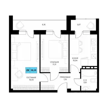 2-к кв. Дагестан, Дербент  (57.84 м)