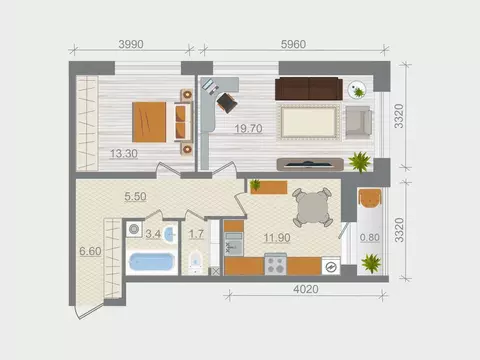 2-к кв. Ленинградская область, Ломоносовский район, Горбунковское ...