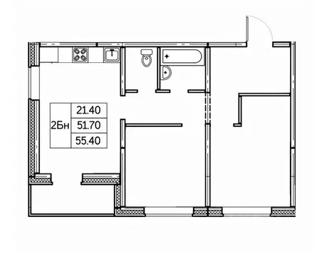 2-к кв. Чувашия, Чебоксары ул. П.В. Дементьева, поз1 (55.4 м)