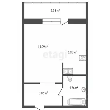 Студия Тюменская область, Тюмень ул. Тимофея Чаркова, 79 (28.2 м)