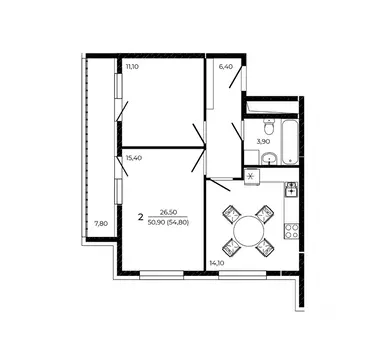 2-к кв. Ростовская область, Ростов-на-Дону Притяжение жилой комплекс ...