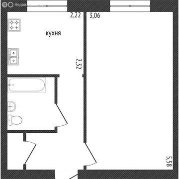 1-комнатная квартира: Омск, Звёздная улица, 2Е (29.7 м)