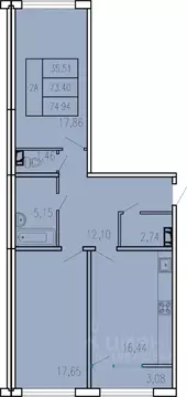 2-к кв. Чувашия, Чебоксары ул. П.В. Дементьева, 5 (74.94 м)