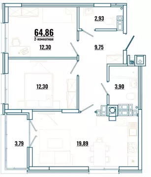 2-к кв. Ростовская область, Ростов-на-Дону, Нахичевань  (64.86 м)