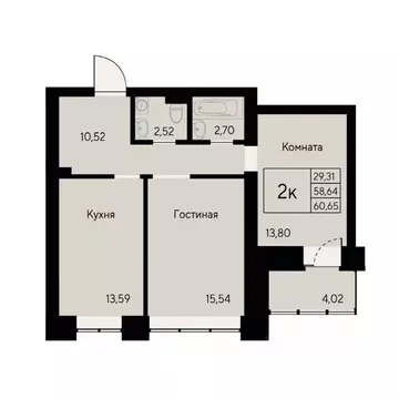 2-к кв. Красноярский край, Красноярск ул. Елены Стасовой, 80 (60.8 м)