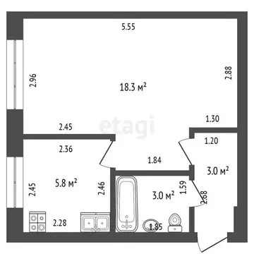 1-комнатная квартира: Стерлитамак, улица Худайбердина, 174 (30.1 м)