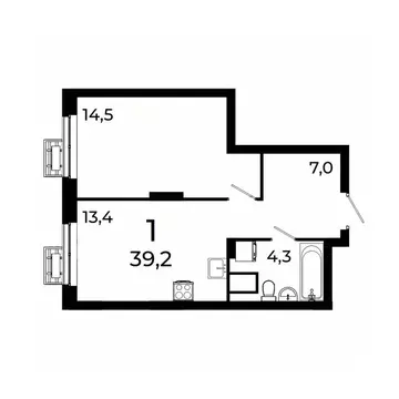 1-к кв. Нижегородская область, Нижний Новгород ул. Коперника, 15 (39.0 ...