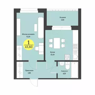 1-к кв. Ставропольский край, Ставрополь Лесная ул., 204 (43.8 м)