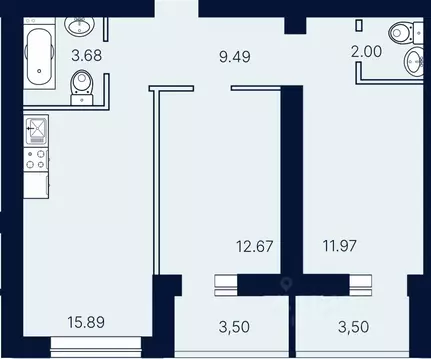 2-к кв. Саратовская область, Саратов ул. Имени Николая Егорова (62.7 ...