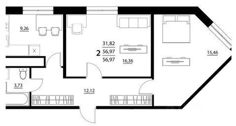 2-к кв. Белгородская область, Белгородский район, Дубовское с/пос, с. ...