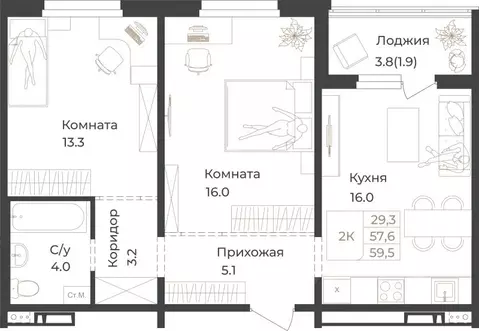 2-к кв. Алтай, Горно-Алтайск Социалистическая ул., 82 (59.5 м)