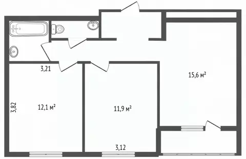 2-к кв. Ярославская область, Ярославль просп. Фрунзе, 54Б (53.1 м)