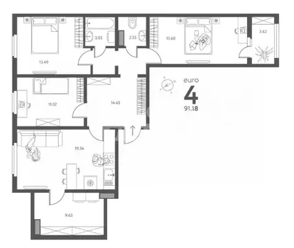 4-комнатная квартира: Липецк, улица Перова, 2Д (91.18 м)