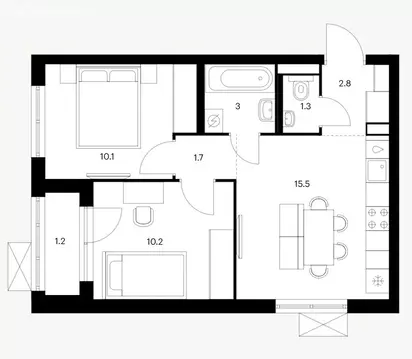 2-комнатная квартира: Ярославль, район Сокол, жилой комплекс Волга ...