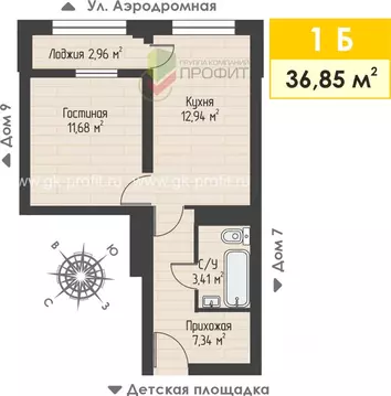 1-к кв. Татарстан, Набережные Челны ул. Жданова, 3 (36.85 м)