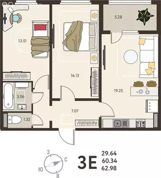 2-комнатная квартира: Курск, микрорайон Курского Завода Тракторных ...