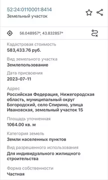 Участок в Нижегородская область, Богородский муниципальный округ  ...
