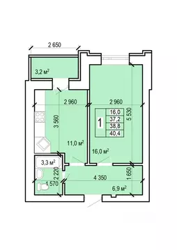 1-к кв. Саратовская область, Энгельс Новобазарная ул., 4 (40.4 м)