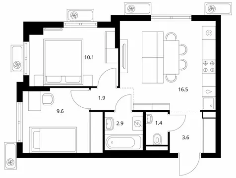 2-комнатная квартира: посёлок городского типа Боброво, ЖК Восточное ...