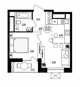 2-к кв. Хабаровский край, Хабаровск ул. Демьяна Бедного (33.79 м)