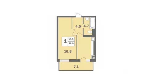 1-к кв. Башкортостан, Уфа Дагестанская ул., лит11 (38.9 м)