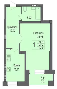 1-к кв. Воронежская область, Воронеж ул. Летчика Филипова, 4 (52.7 м)