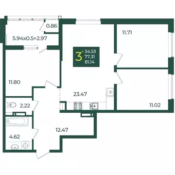 3-к кв. Краснодарский край, Краснодар Образцово мкр,  (81.14 м)