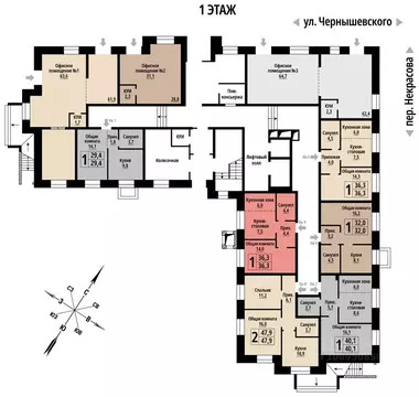 1-к кв. Алтайский край, Барнаул ул. Чернышевского (36.0 м)