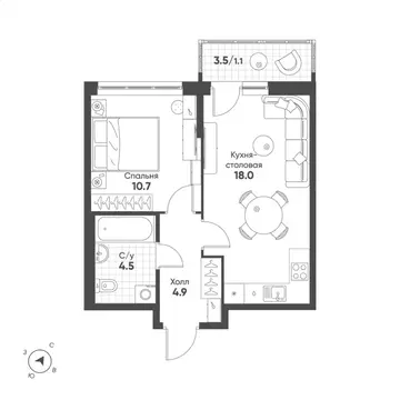 1-к кв. Свердловская область, Екатеринбург Солнечный жилрайон,  (39.2 ...