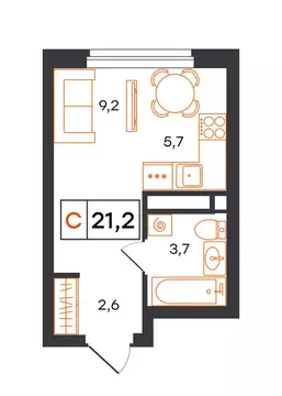 Квартира-студия: Екатеринбург, улица Патриса Лумумбы, 54 (21.2 м)