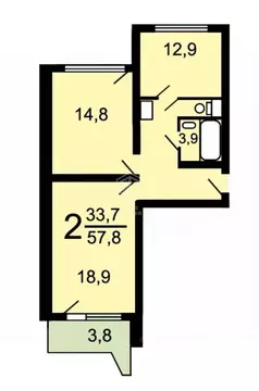 2-к кв. Москва Мичуринский просп., 31К1 (57.8 м)