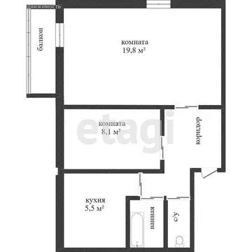 2-комнатная квартира: Комсомольск-на-Амуре, улица Сидоренко, 28 (44 м)