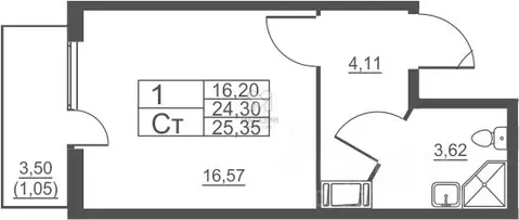 Студия Санкт-Петербург пос. Шушары, Московское ш., 262к4 (24.4 м)
