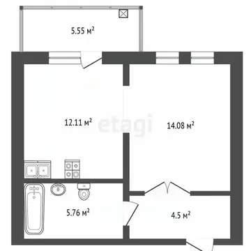 1-к кв. Кемеровская область, Кемерово Молодежный просп., 27А (36.8 м)