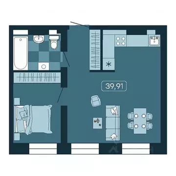 2-к кв. Приморский край, Владивосток ул. Борисенко, 100Кс1 (39.91 м)