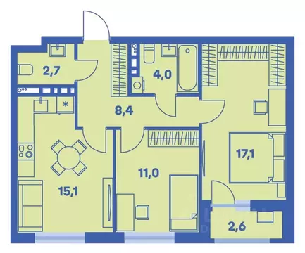 3-к кв. Пермский край, Пермь ул. Карпинского, 115 (59.6 м)