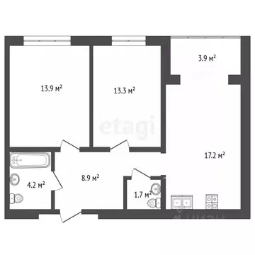 2-к кв. Калужская область, Калуга Новая ул., 47/3 (68.5 м)