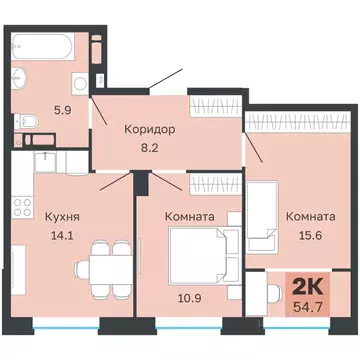2-к кв. Пермский край, Пермь Парковый просп., 24 (54.7 м)
