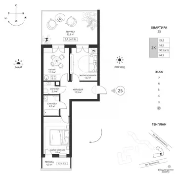 2-к кв. Калининградская область, Калининград просп. Калинина, 117 ...