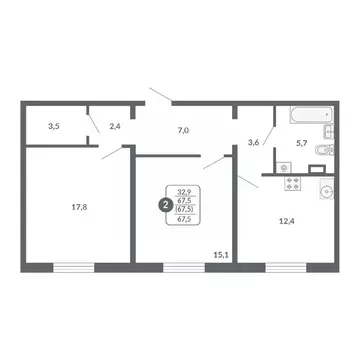 2-к кв. Кировская область, Киров ул. Пушкина, 25 (67.5 м)