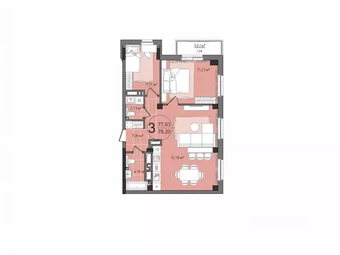 3-к кв. Челябинская область, Челябинск Манхэттен жилой комплекс (80.93 ...