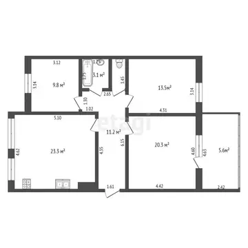 3-комнатная квартира: Анапа, улица Ленина, 169 (88 м)